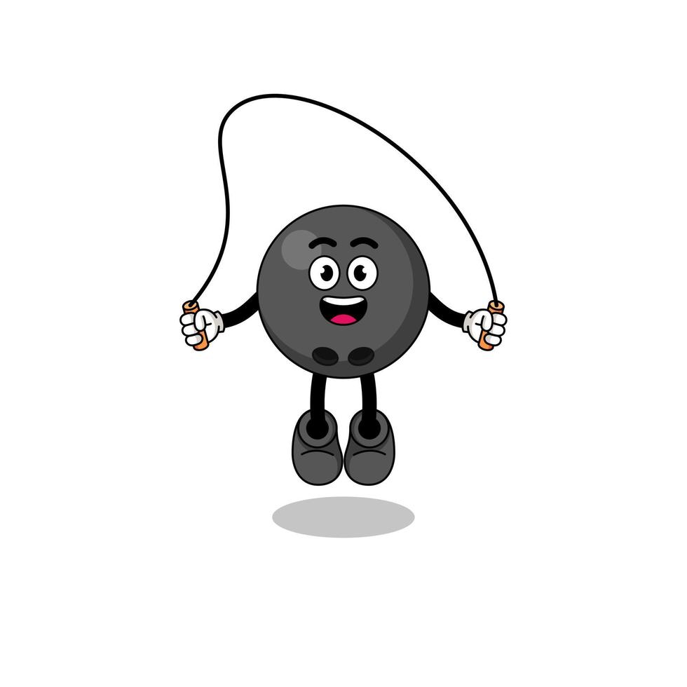 bowling ball mascot cartoon is playing skipping rope vector