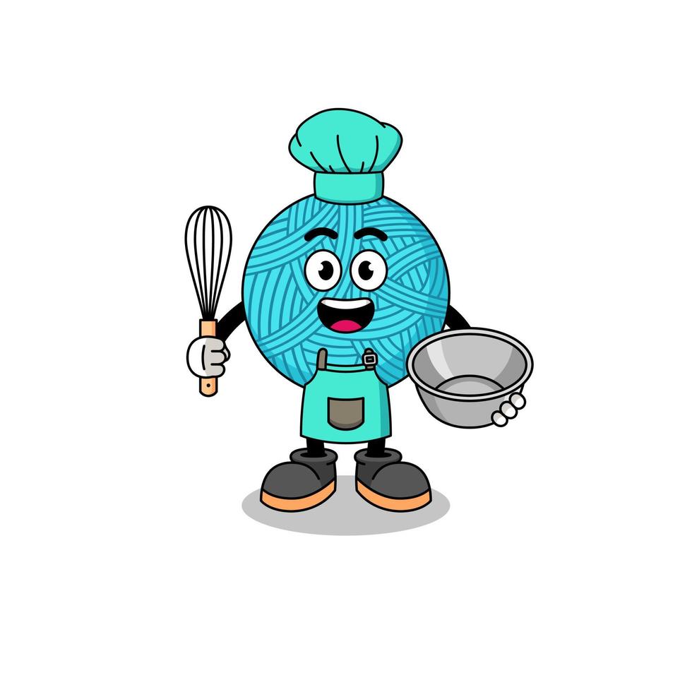 Illustration of yarn ball as a bakery chef vector