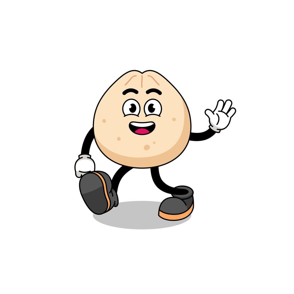 meat bun cartoon walking vector