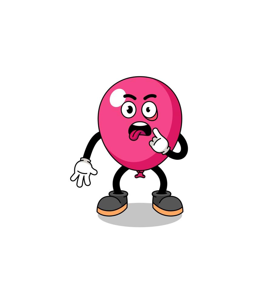 Character Illustration of balloon with tongue sticking out vector