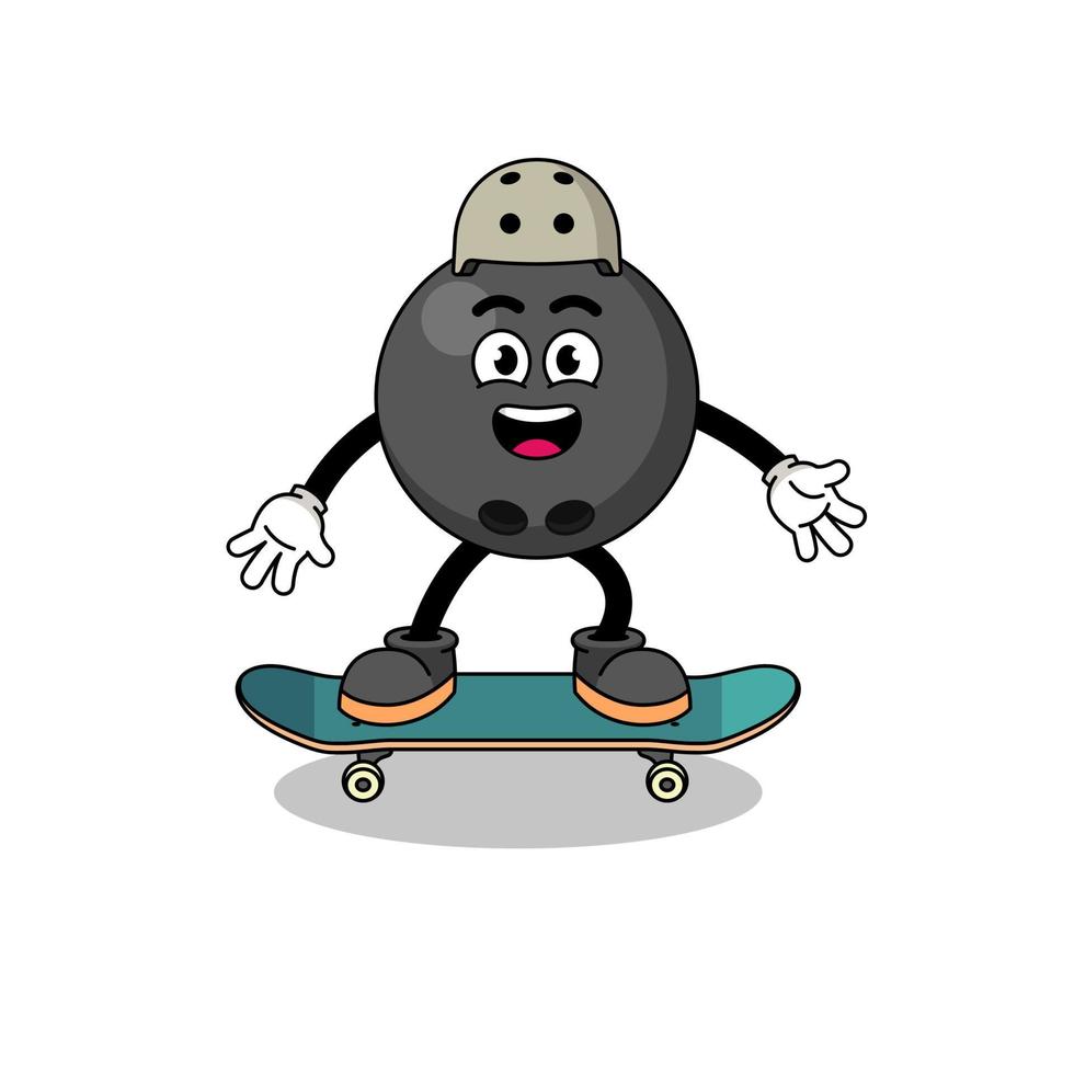 bowling ball mascot playing a skateboard vector