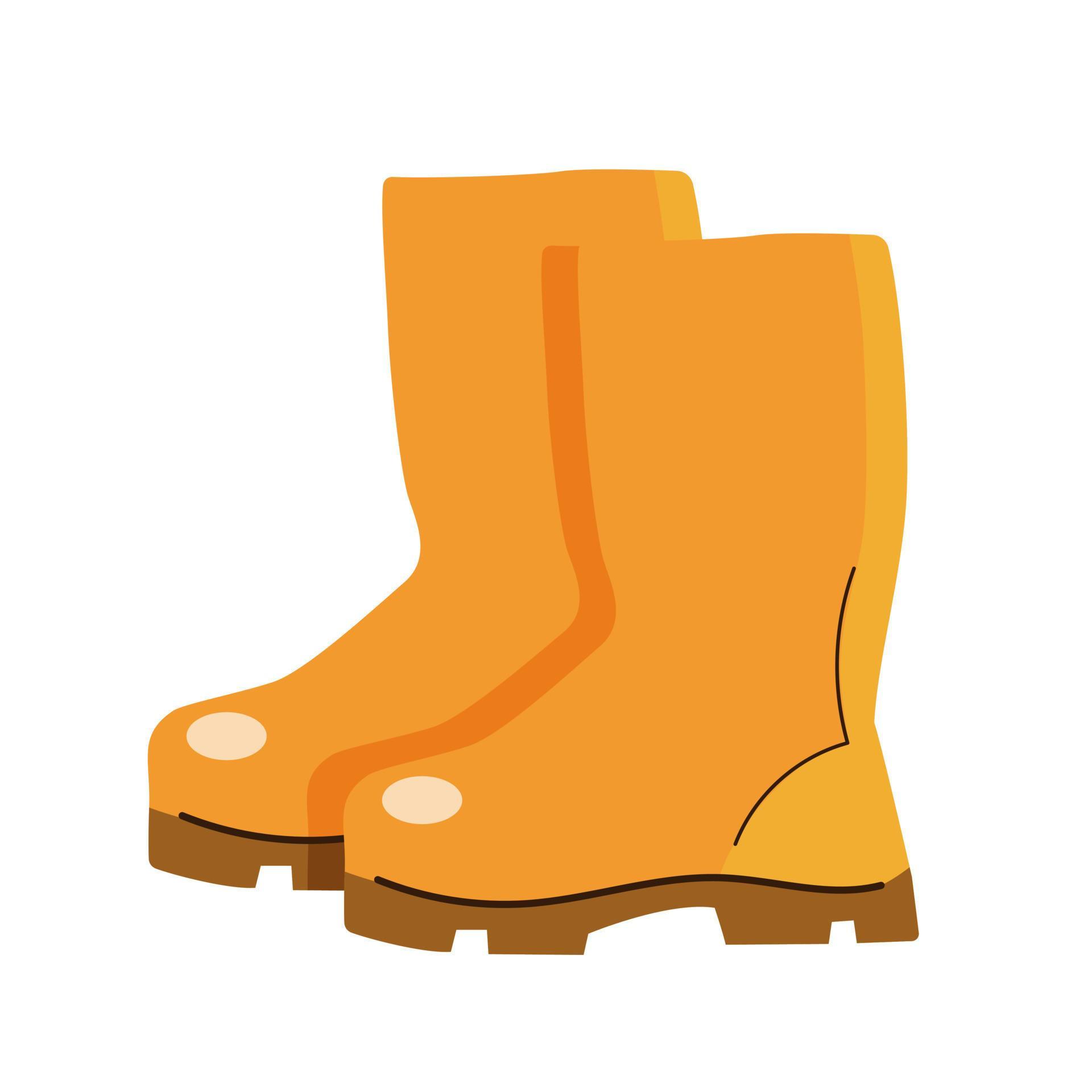 A pair of yellow rubber gardening boots on a white background. 6849923