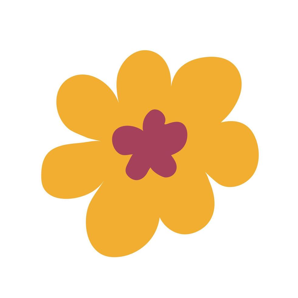 Yellow flower in a flat style on a white background. vector