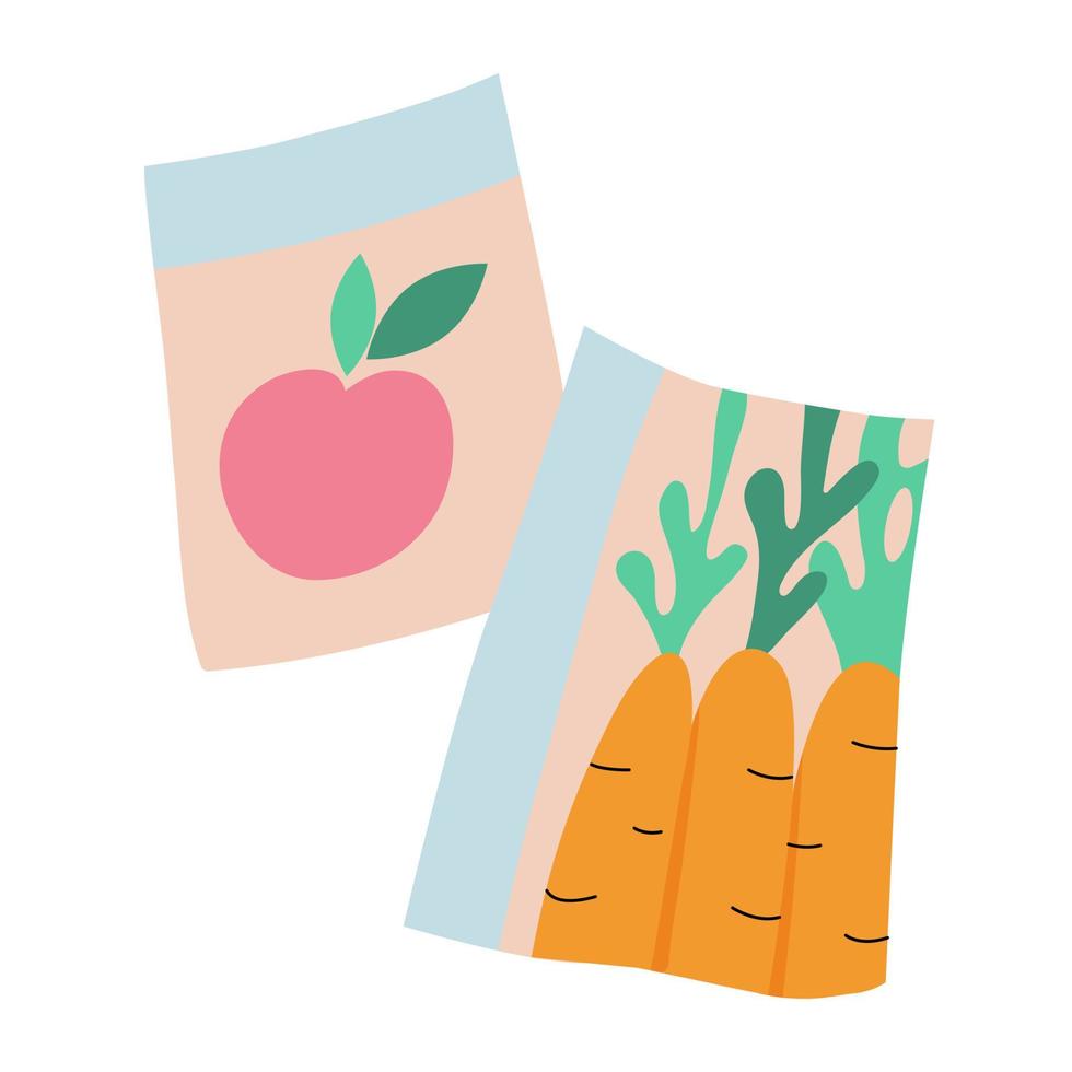 Seeds of vegetables and fruits in bags for seedlings. vector
