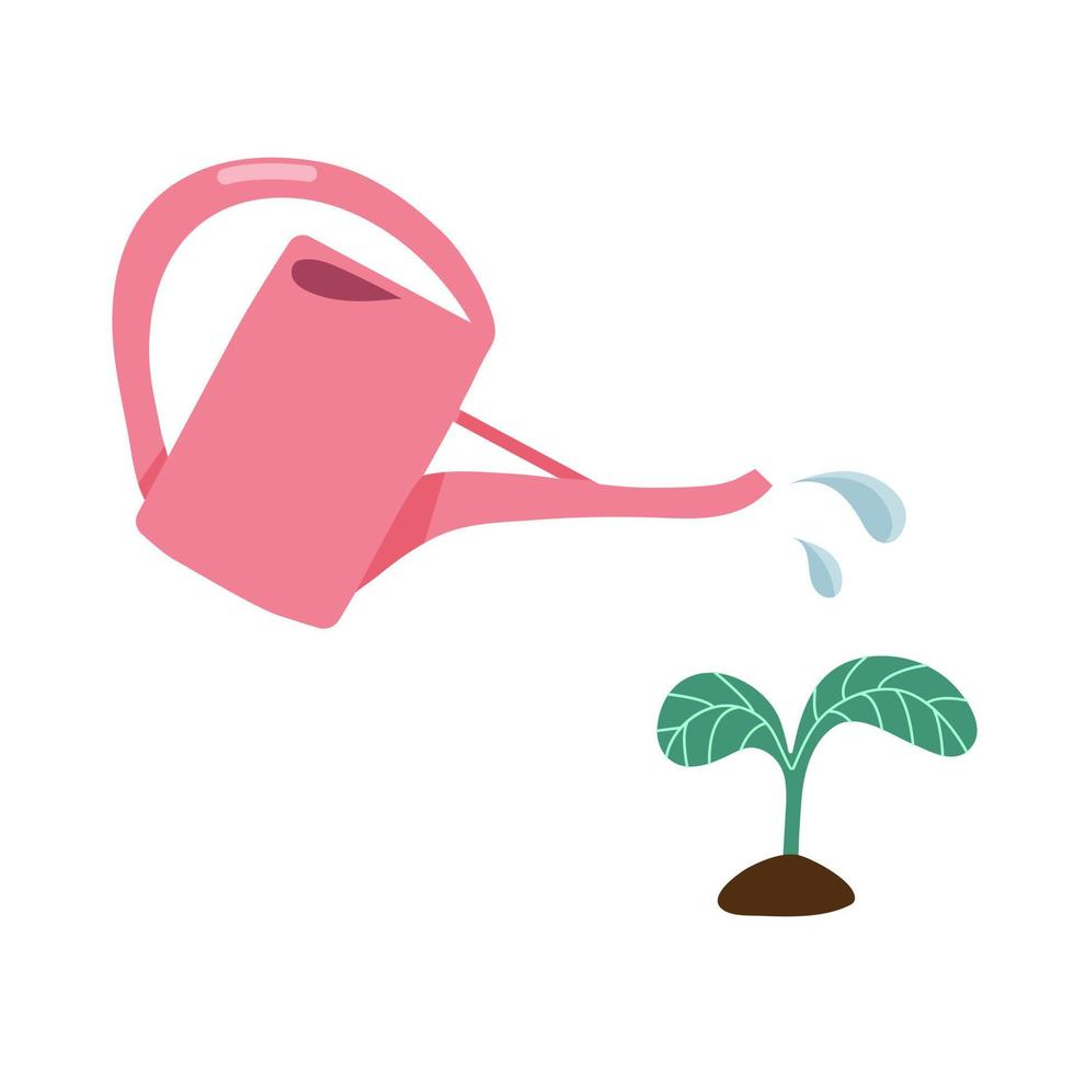 Conceptual illustration of a watering can watering a plant. vector