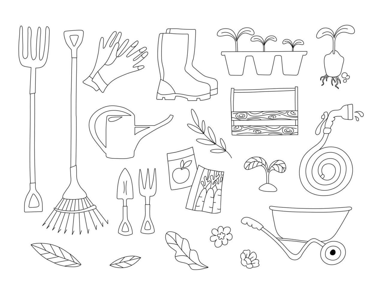 Set of gardening tools and garden equipment.Vector illustration of items for gardening vector