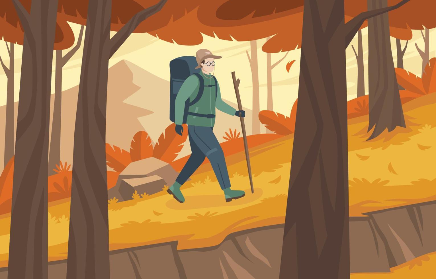 Forest Hiking in Summer vector