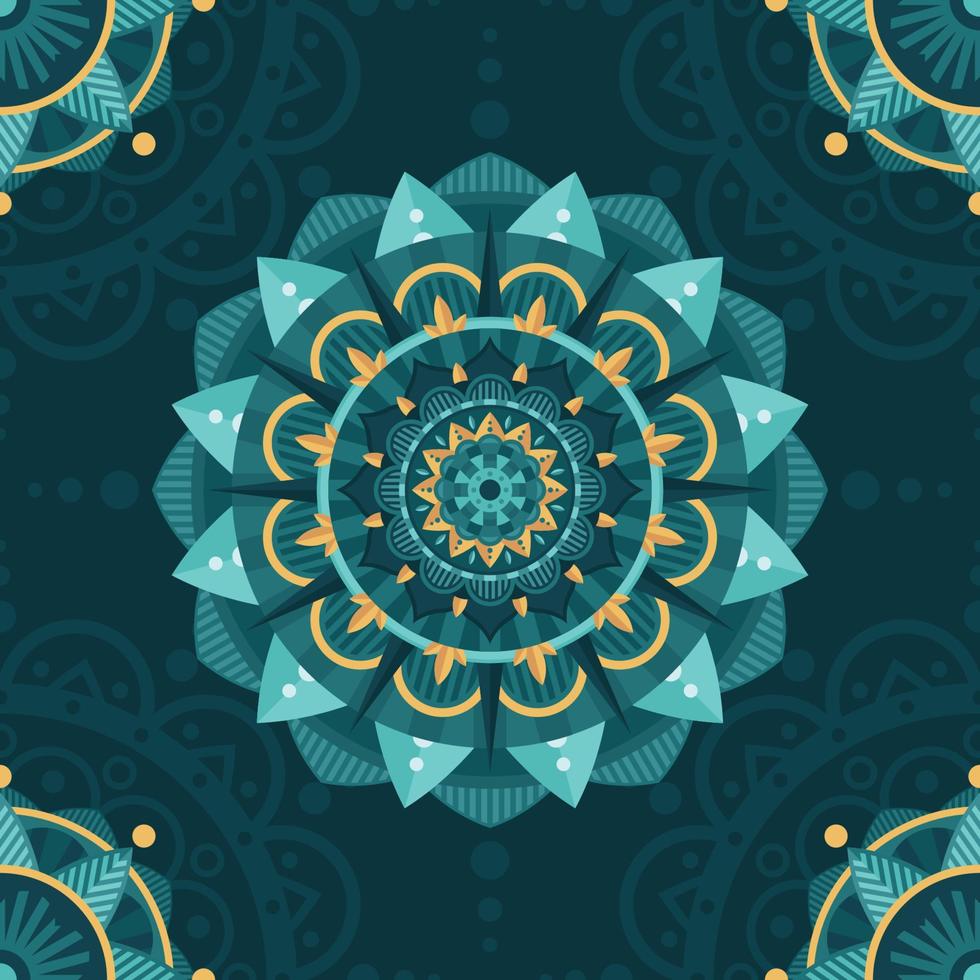 Turquoise Mandala Seamless Pattern Background vector