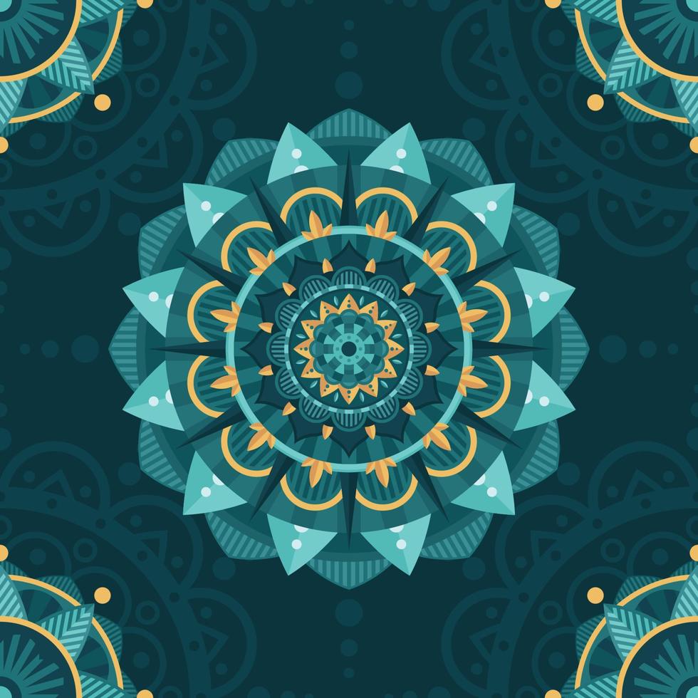 Turquoise Mandala Seamless Pattern Background vector