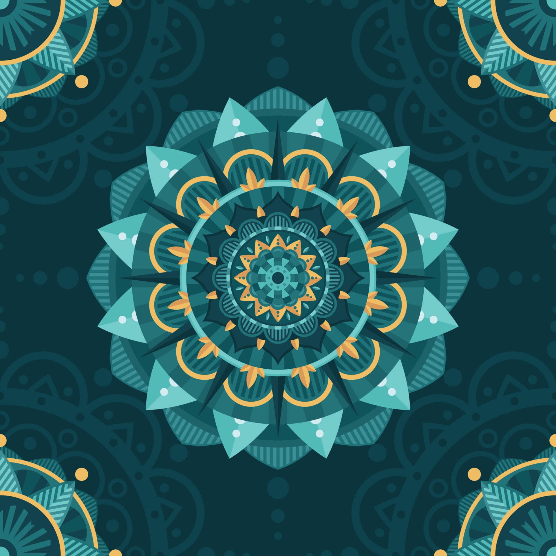 Turquoise Mandala Seamless Pattern Background 6849975 Vector Art at