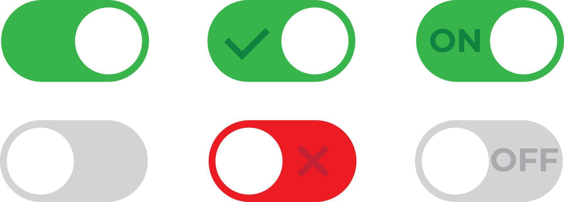 On and Off toggle switch buttons. Switch toggle buttons ON OFF. Material  design switch buttons set. Vector illustration 6850312 Vector Art at  Vecteezy