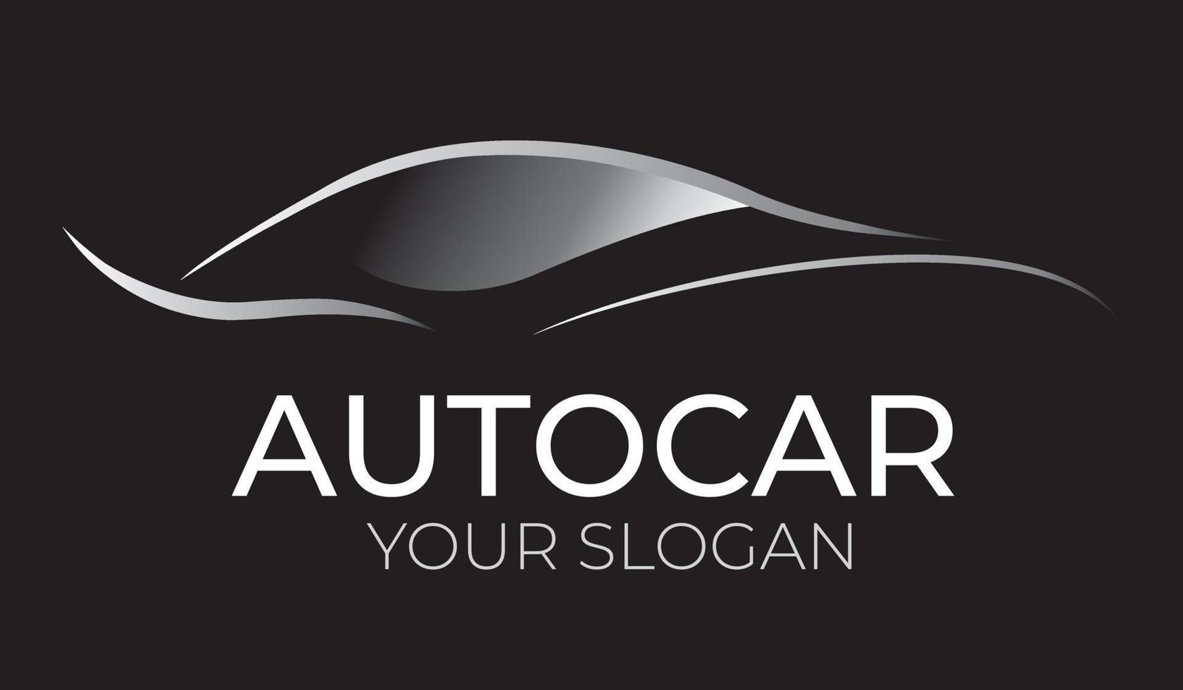 Auto car dealer logo design with concept sports vehicle icon silhouette on black background. Vector illustration