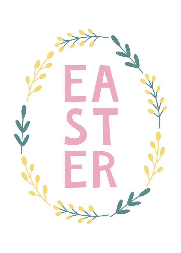 Spring Easter poster with flower egg. vector