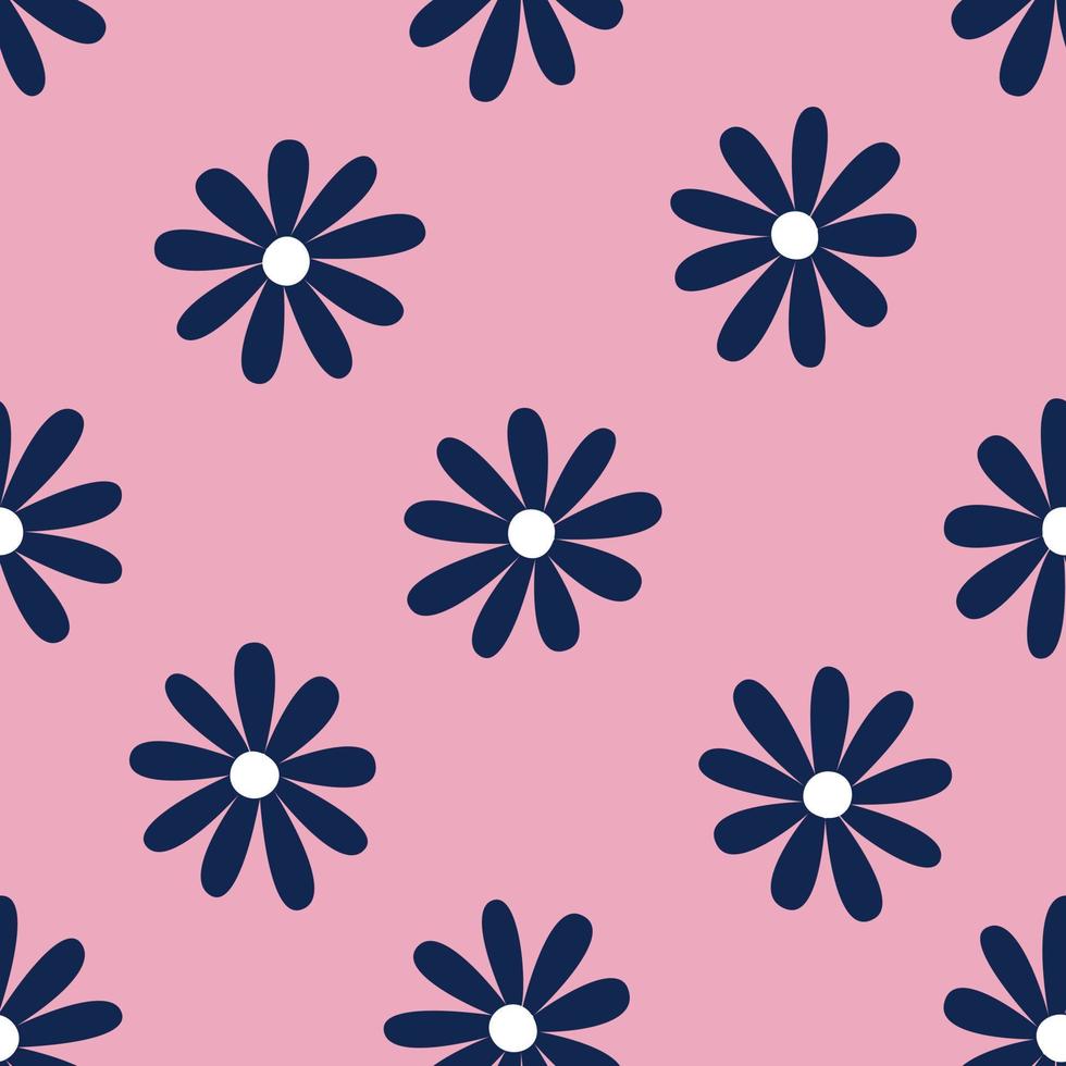 ilustración vectorial de flores azules sobre un fondo rosa. repetición de patrones sin fisuras florales. vector