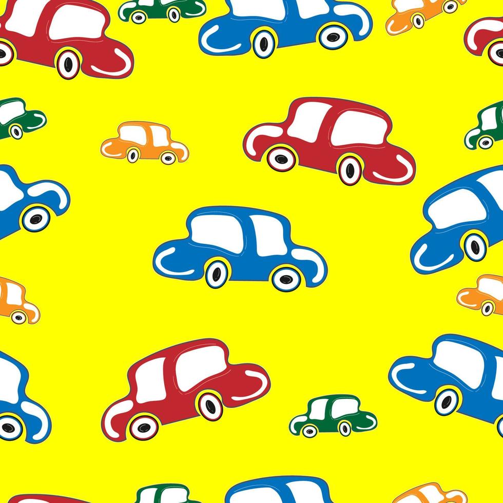 Drawing colorful car seamless for background. vector