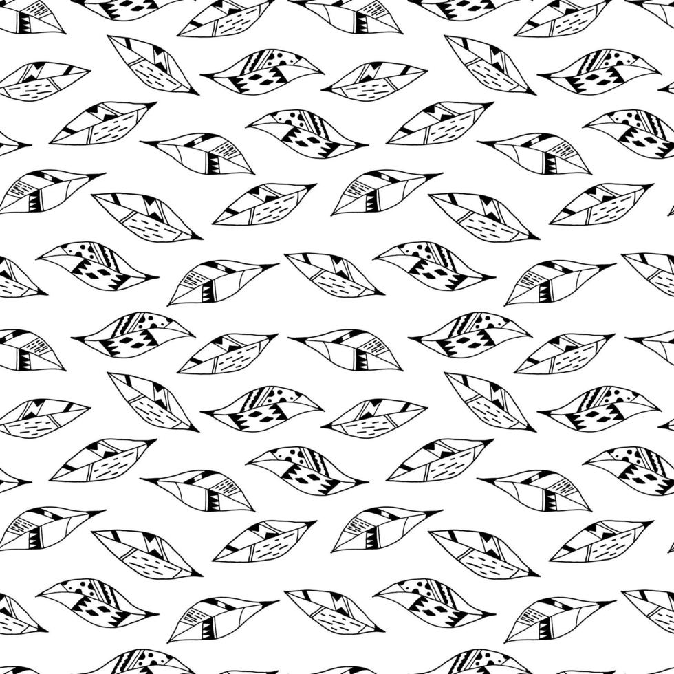 Seamless motif drawing leaves pattern, Vector drawing sketch design for decoration background.