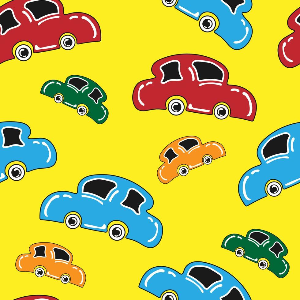 Drawing colorful car seamless for background. vector