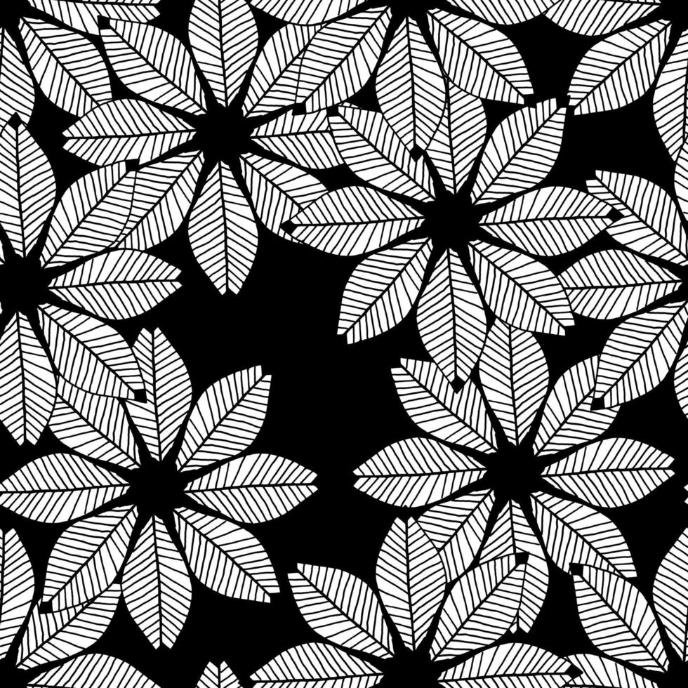 Seamless drawing lines leaves pattern, Vector drawing sketch design for decoration background.