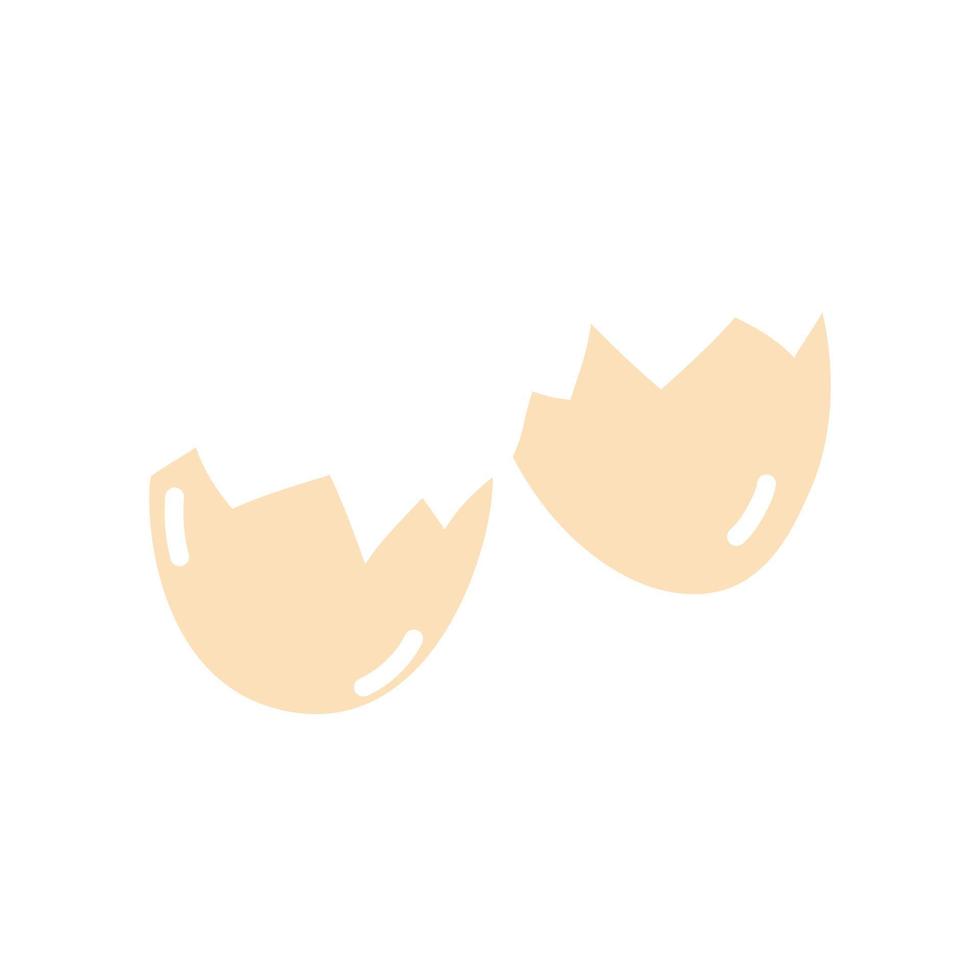 Broken egg isolated white background. Flat vector illustration