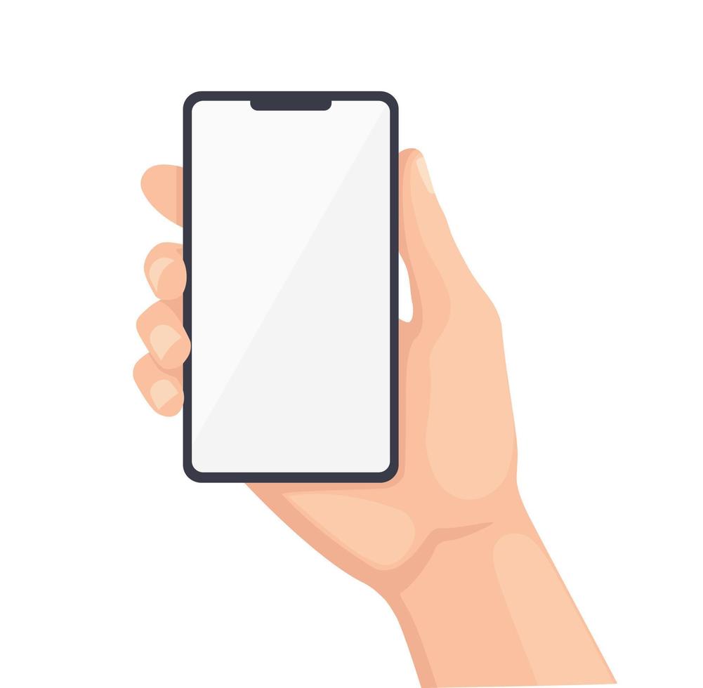 Human hand holding mobile phone vector