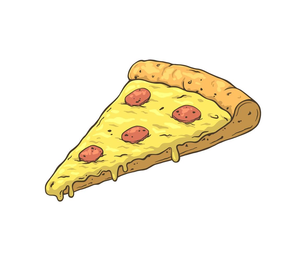 Pizza for restaurant and cafe. Design template with hand-drawn graphic in doodle style. vector
