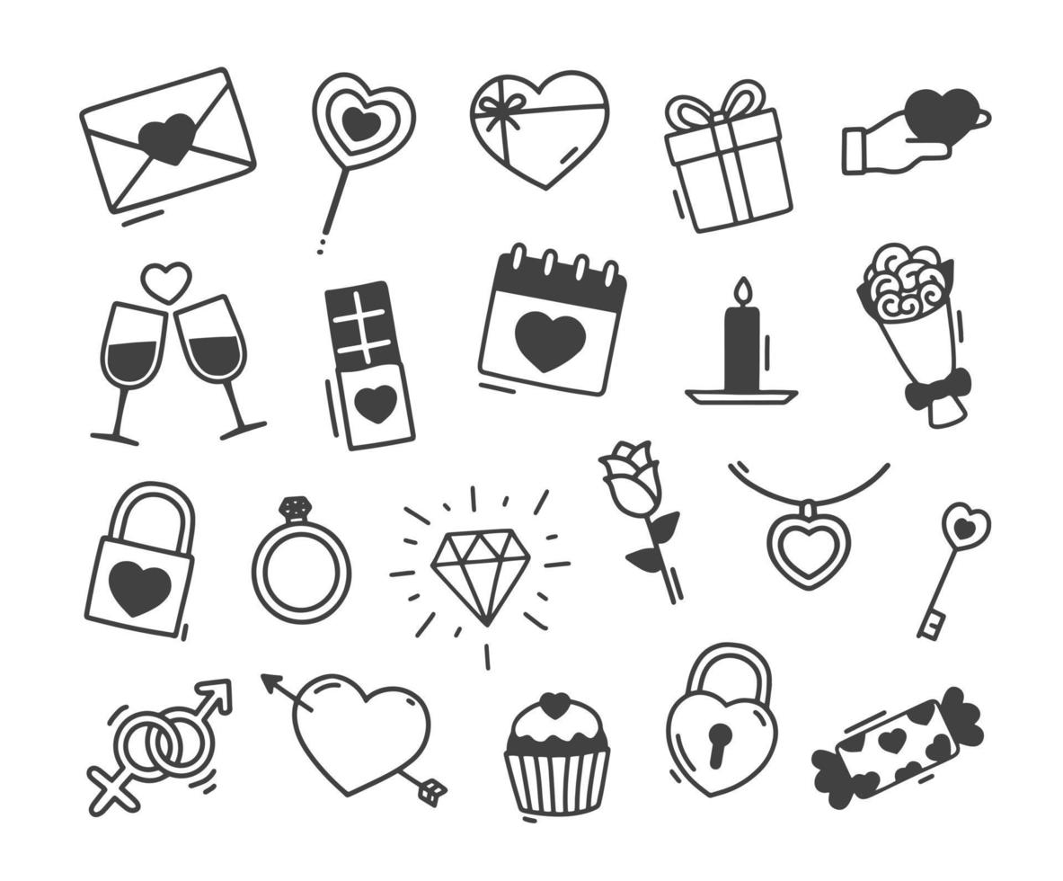 Set of Valentines Hand drawn doodle vector