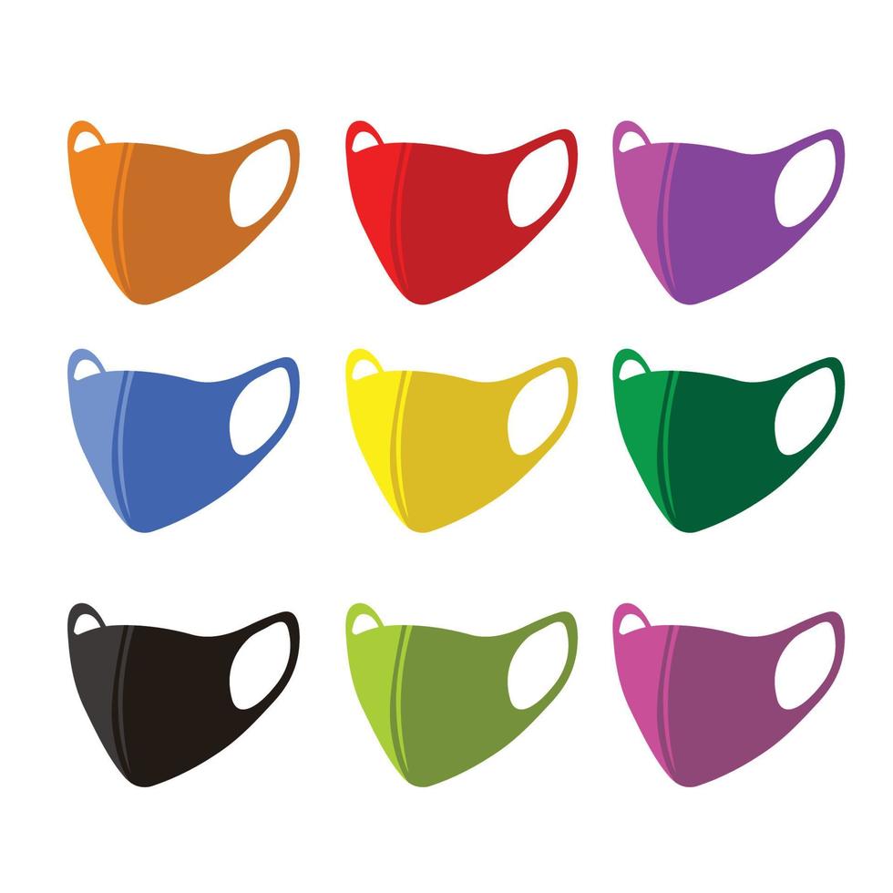 face mask protection color set vector