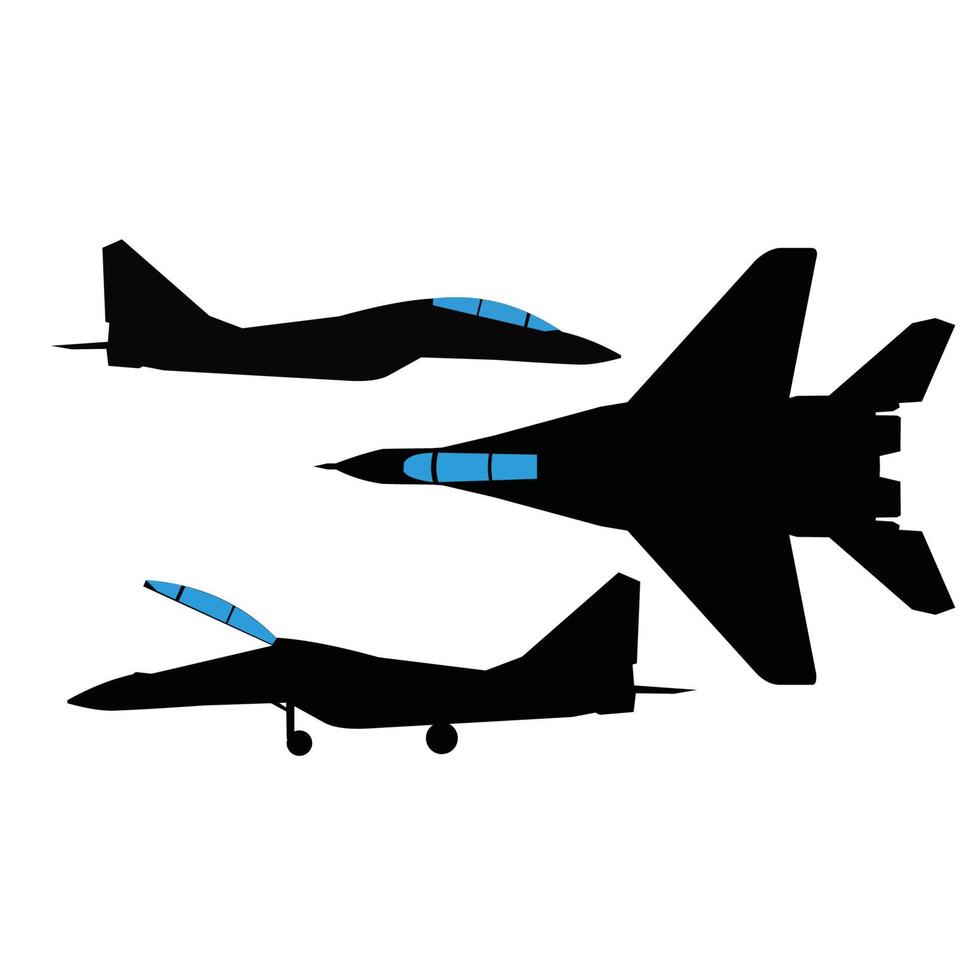 set of jetfighter silhouette vector