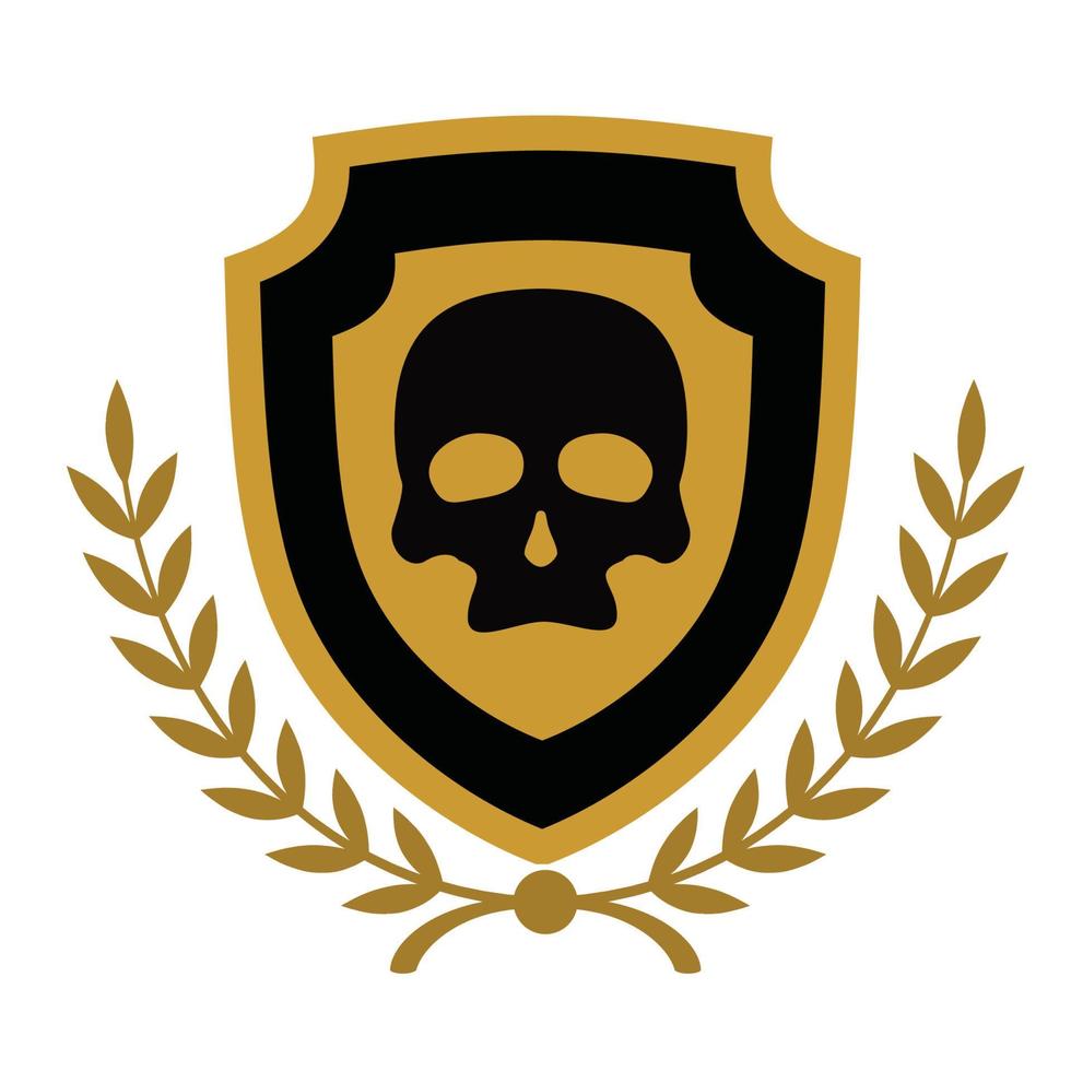 skull head shield emblem vector