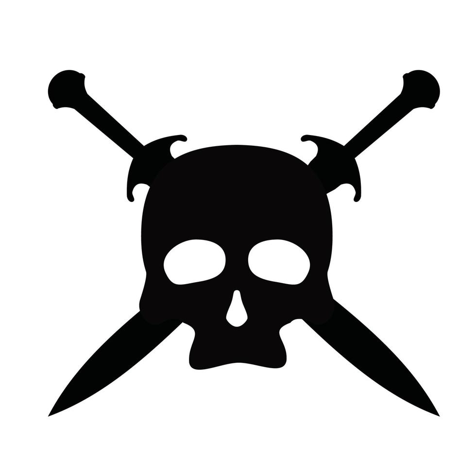 skull head cross swords vector