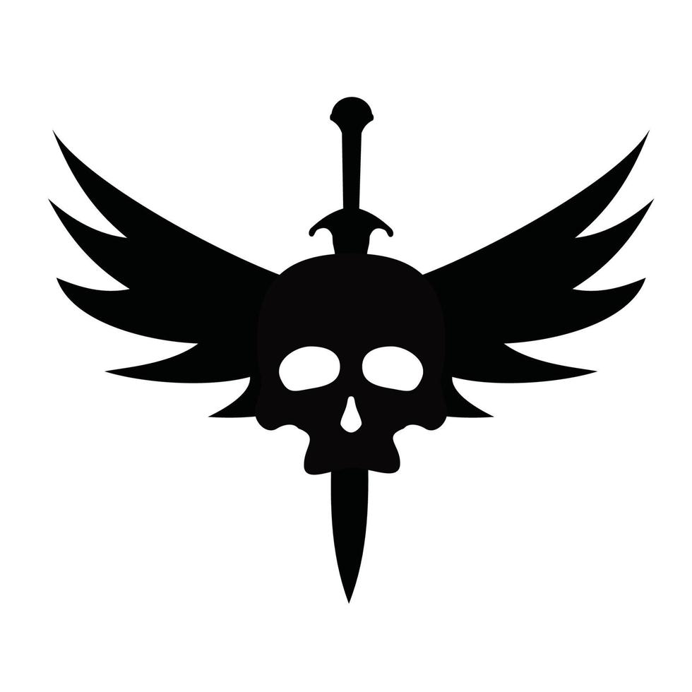 skull head swod and wings vector