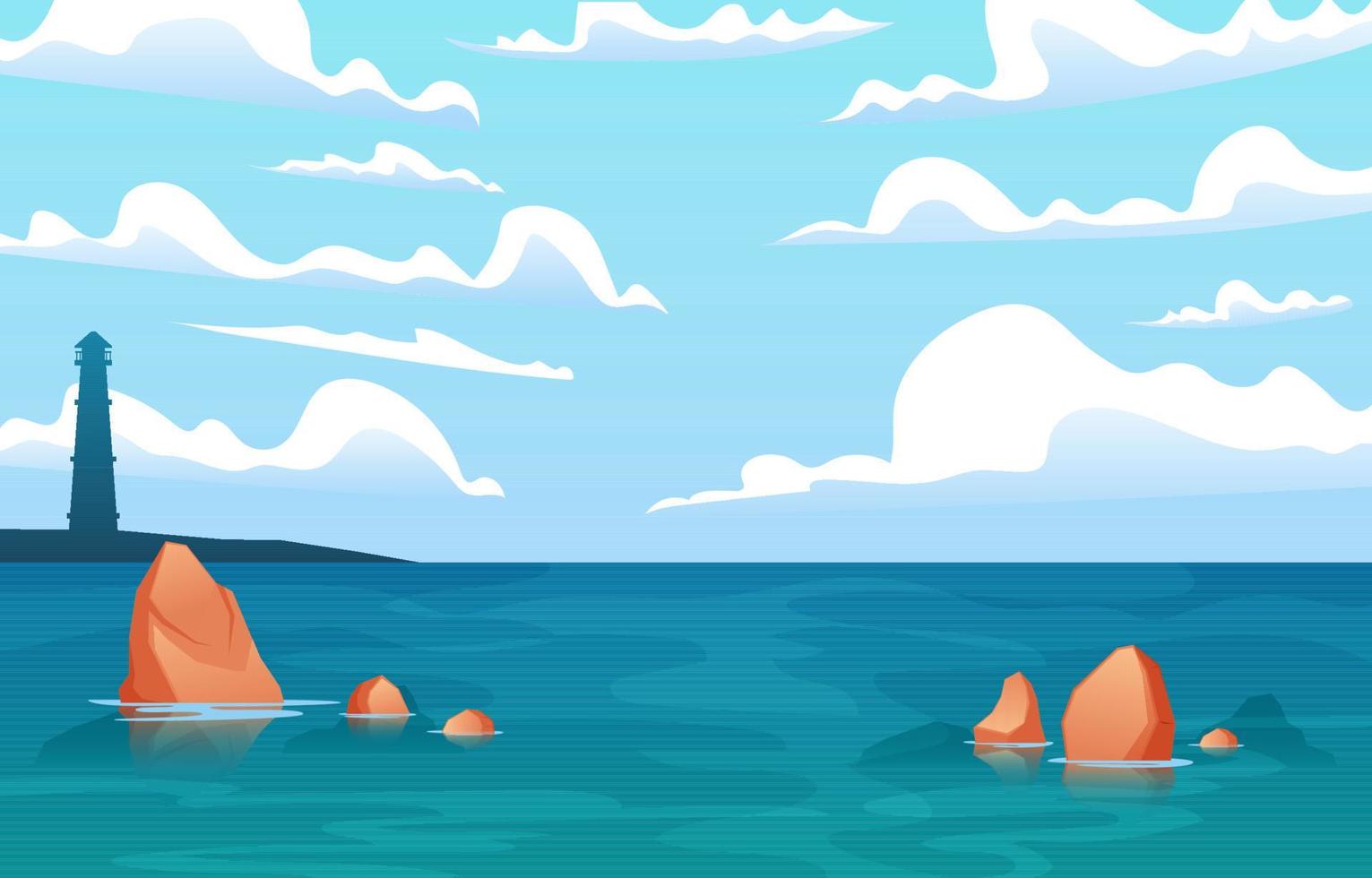 Ocean Background with Lighthouse vector