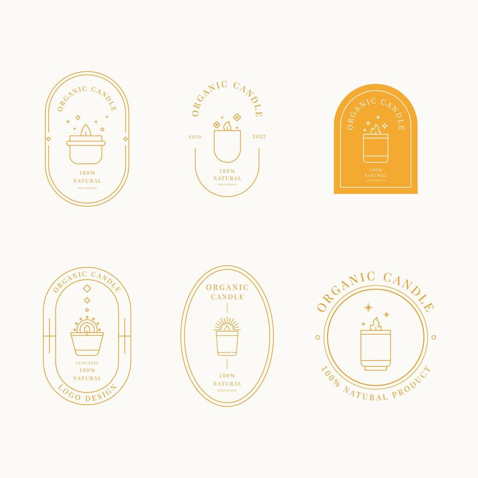 Candles logo template. Aroma candle logo. Vector design linear template logos, icon, signs isolated on white background.