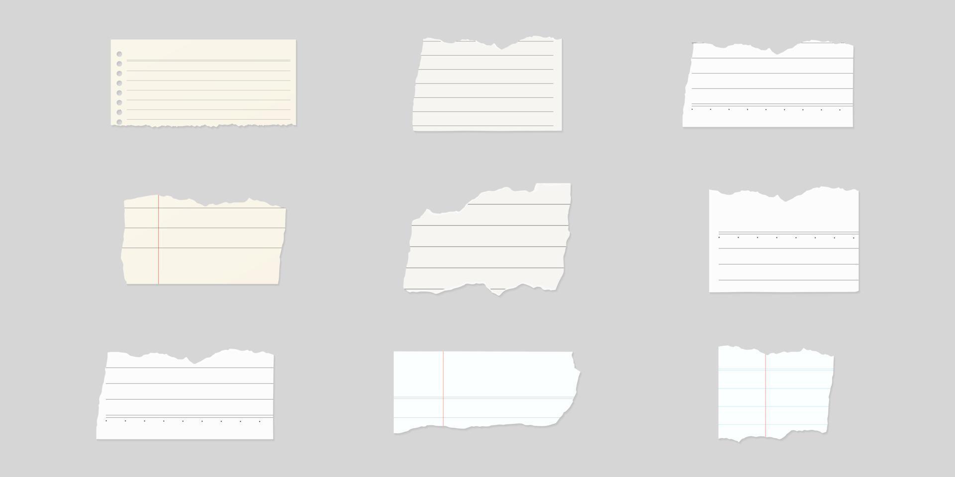 Torn paper set. Set of ripped paper. Vector illustration.