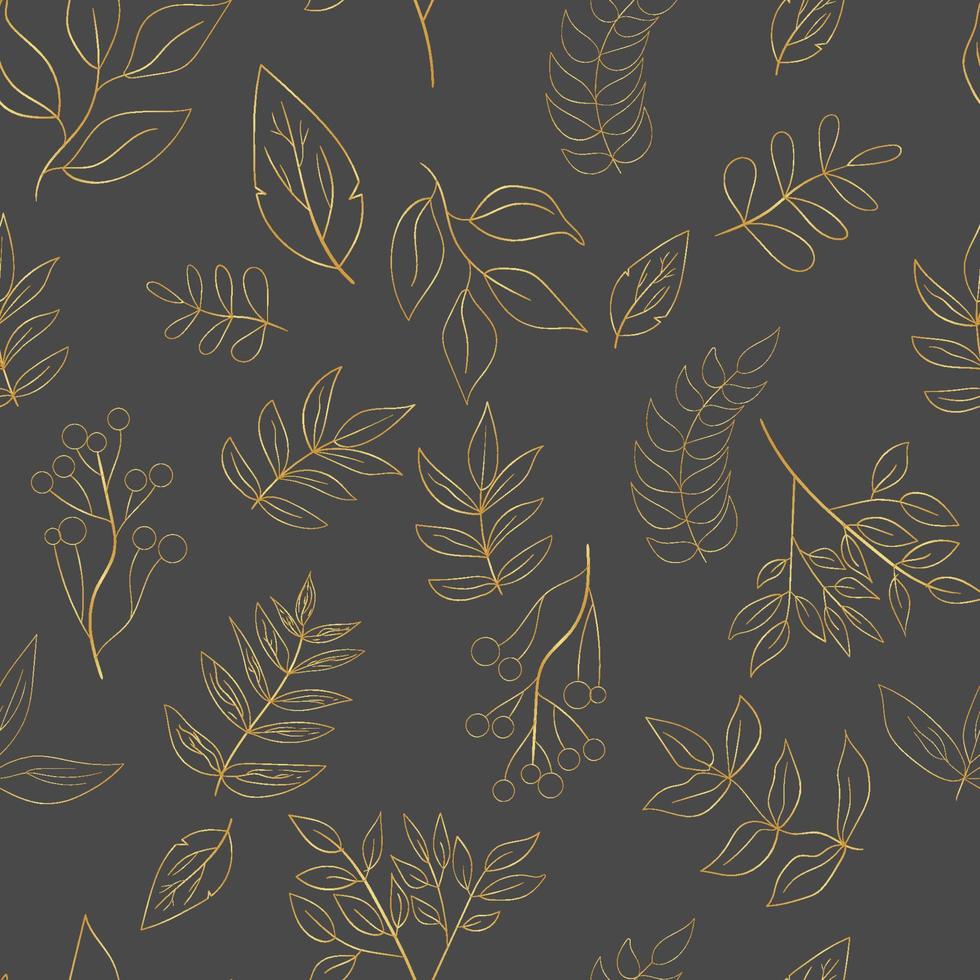 floral seamless pattern in gold color vector