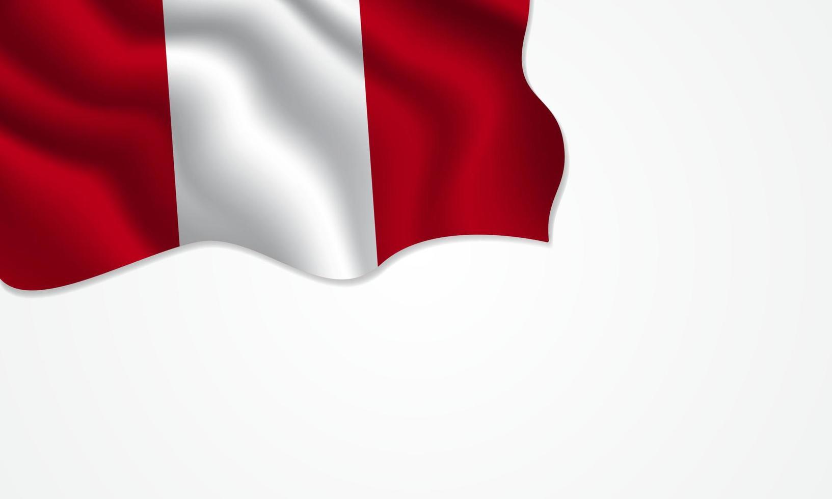 Perú bandera ondeando ilustración con copia espacio sobre fondo aislado vector