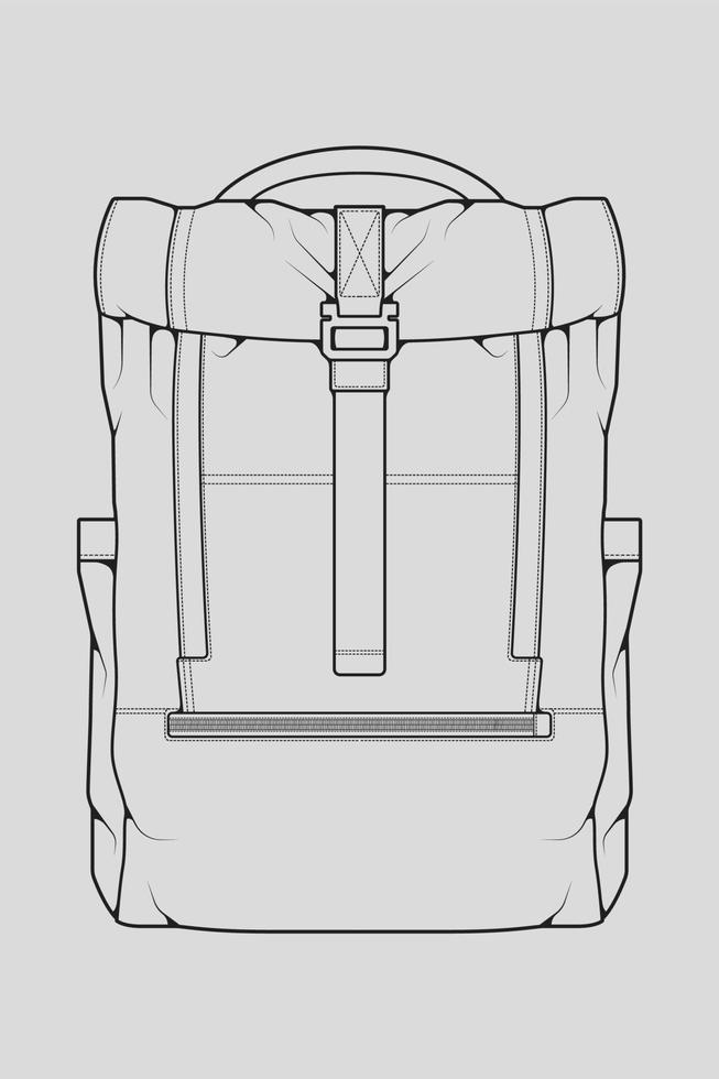 Sketch of a rucksack. Backpack isolated on white background. Vector illustration of a sketch style.