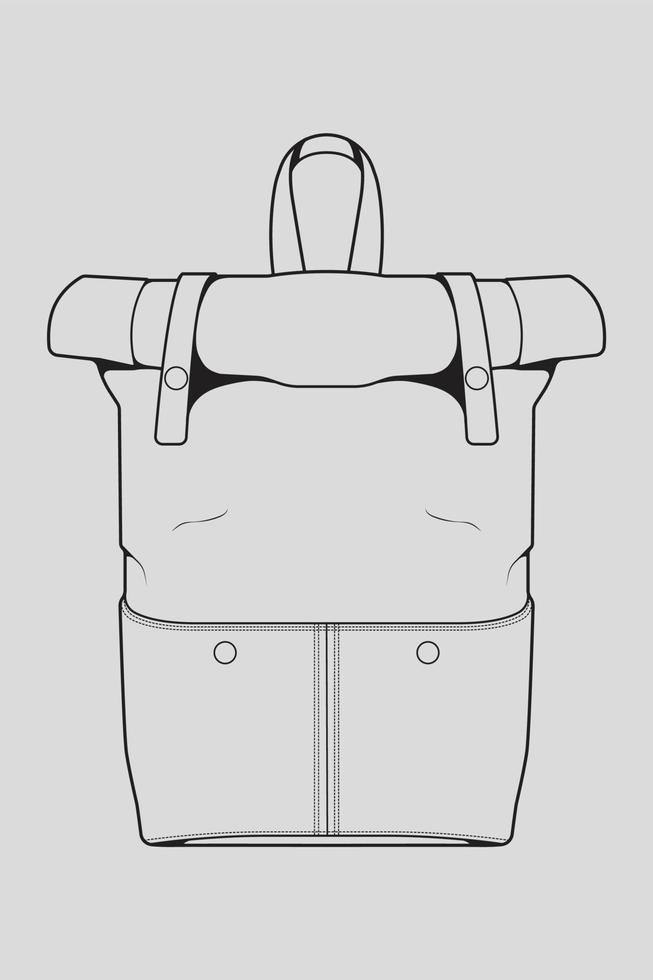 Sketch of a rucksack. Backpack isolated on white background. Vector illustration of a sketch style.