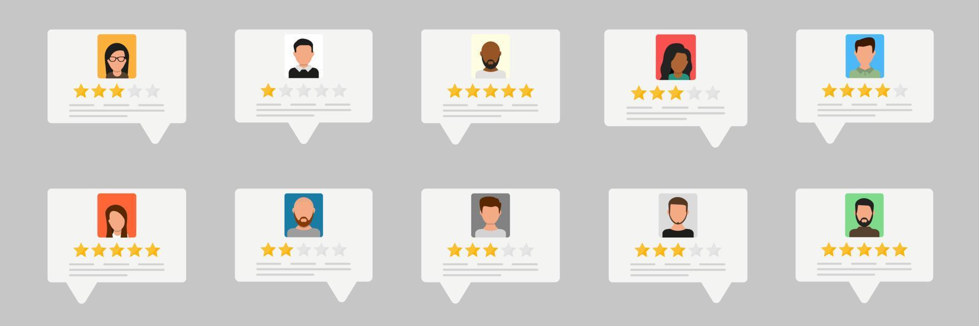 Application rating, user reviews set icons. Vector illustration in flat design