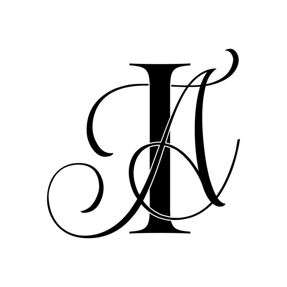 ia, ai, monogram logo. Calligraphic signature icon. Wedding Logo Monogram. modern monogram symbol. Couples logo for wedding vector