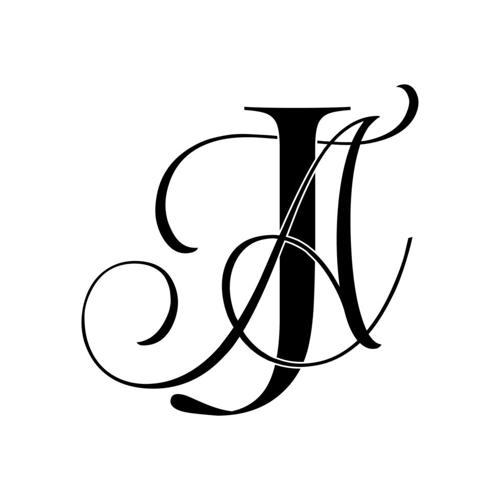 ja, aj, monogram logo. Calligraphic signature icon. Wedding Logo Monogram. modern monogram symbol. Couples logo for wedding vector