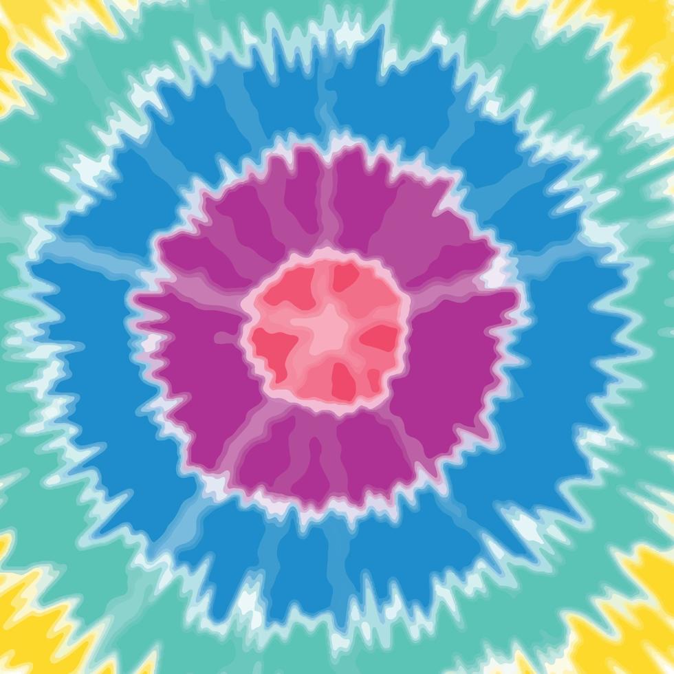 Tie dye background rainbow color swirl. circular shape with waves vector