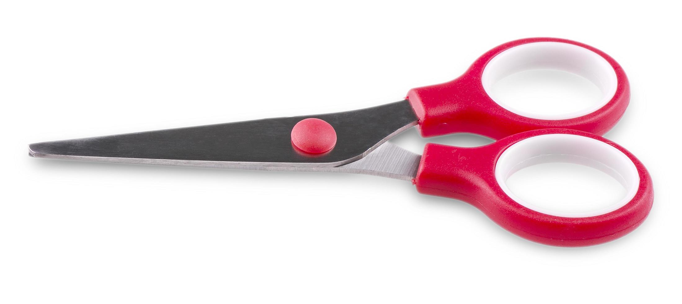 Red scissors isolated on a white background photo