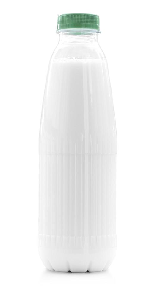 plastic bottle of milk isolated on white. photo