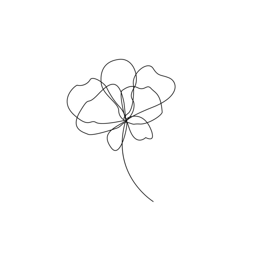 Flat linear art flower leaf for decoration design. Vector isolated outline drawing. Silhouette vector flat illustration. White paper texture. Decor, decorative paper.