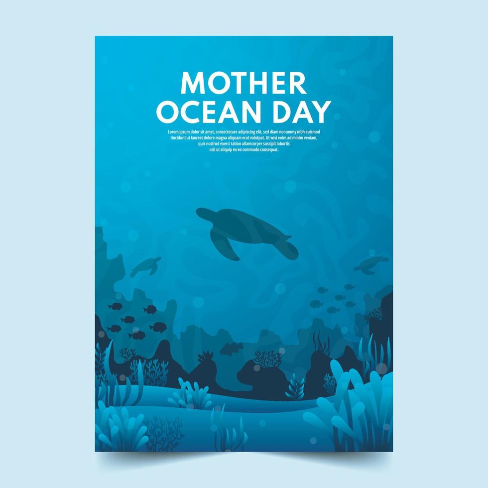 Mother Ocean Day Poster Template vector