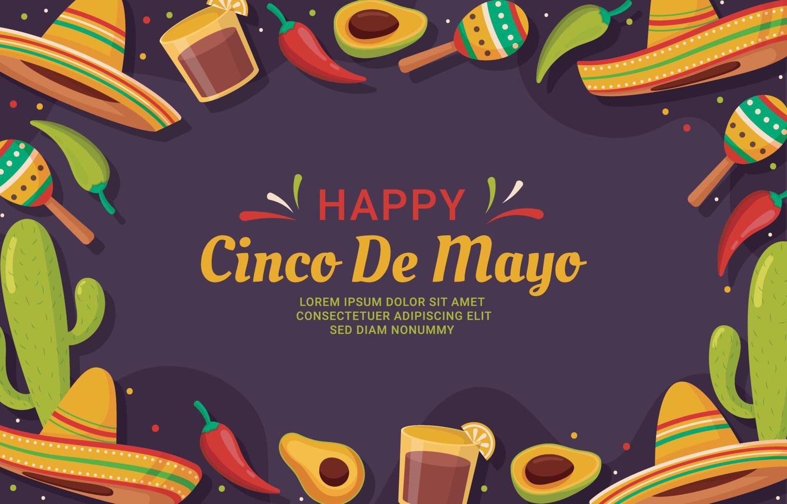 Flat Cinco De Mayo Background vector