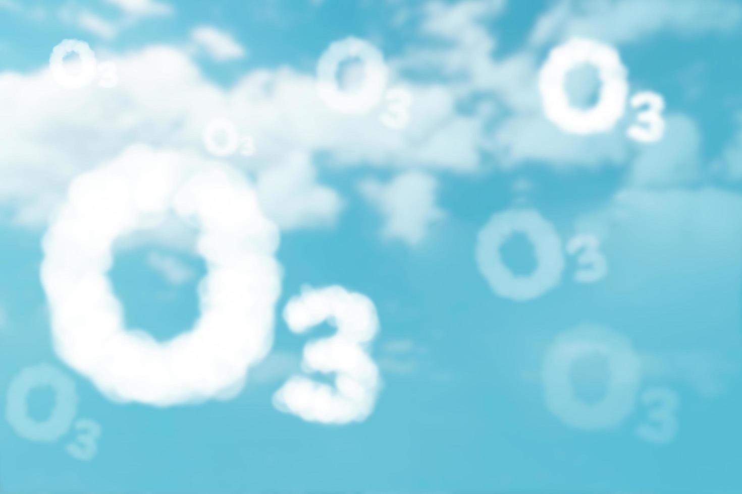 nube blanca en texto o3 sobre fondo de cielo azul para el día mundial del ozono foto