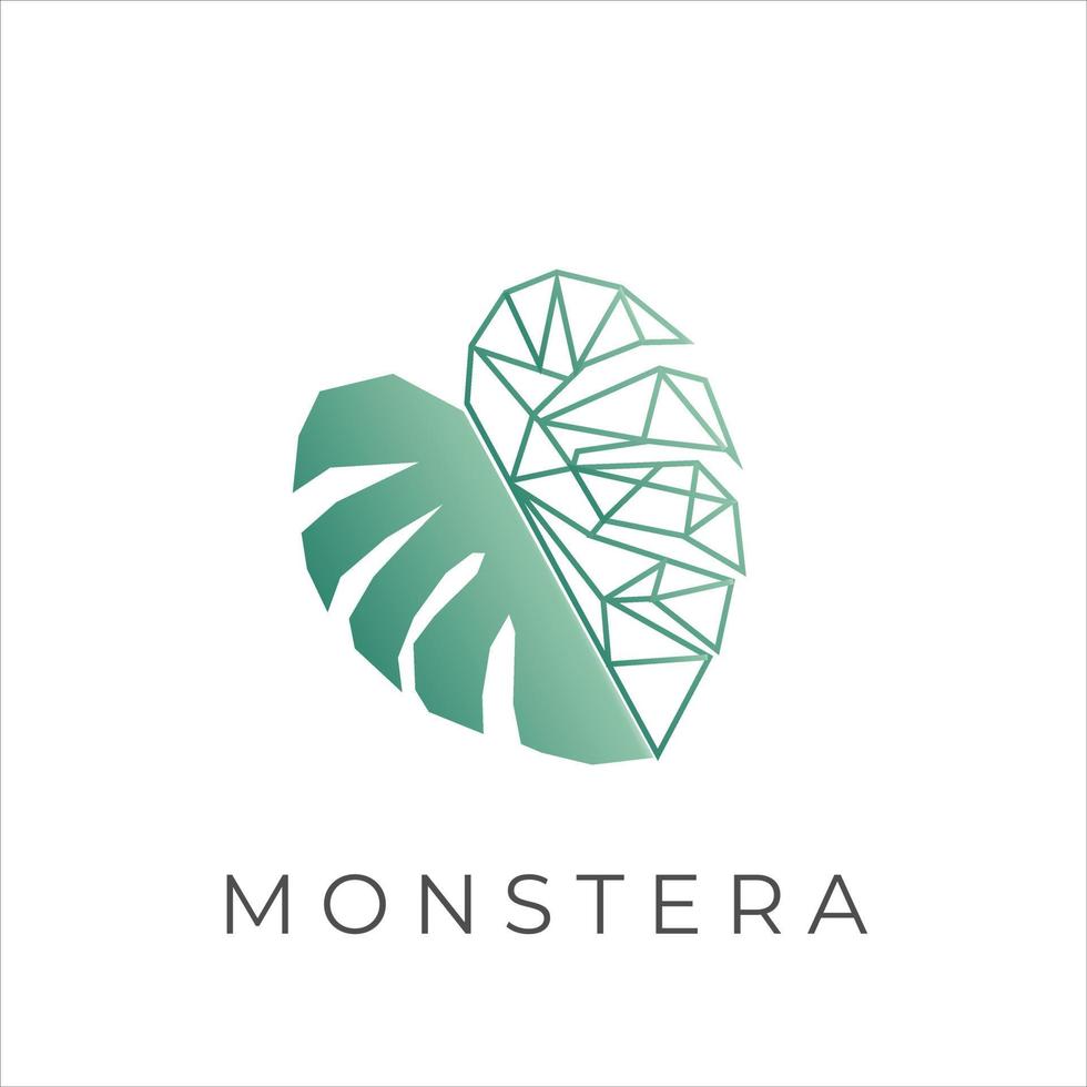 Geometric monstera leaf illustration logo vector