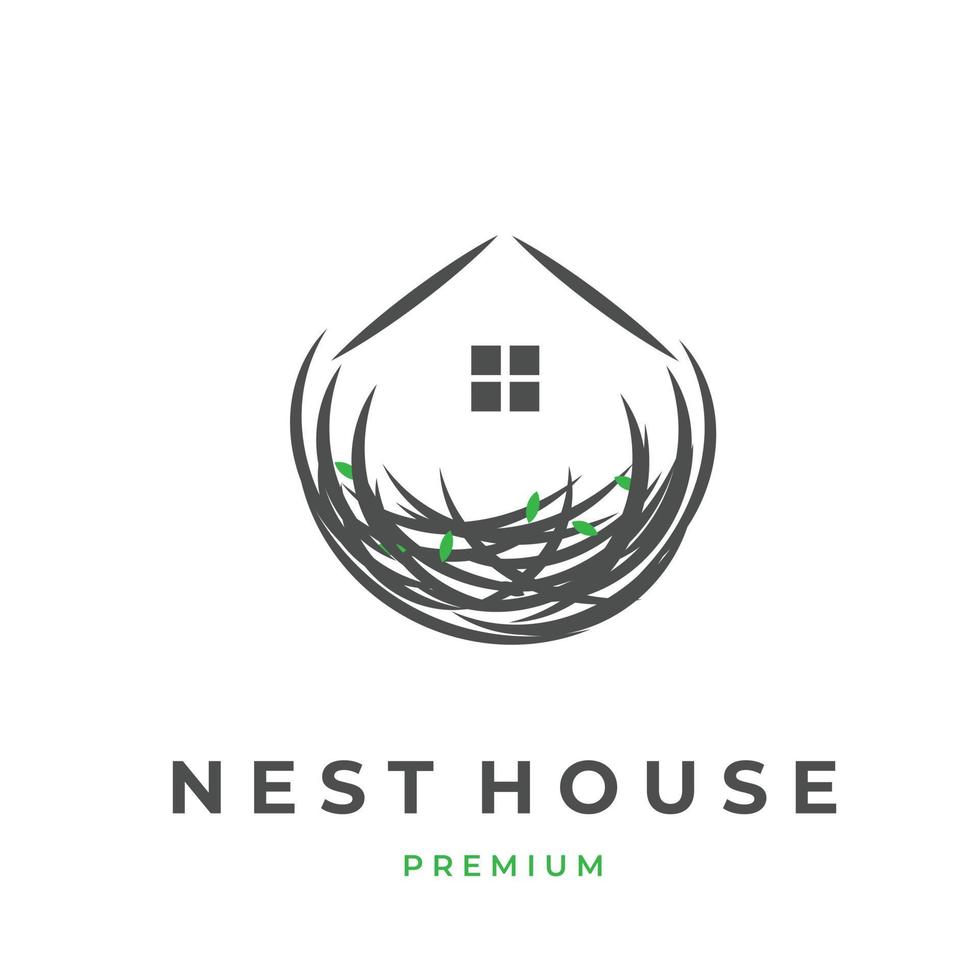 Cozy bird's nest shaped house logo vector